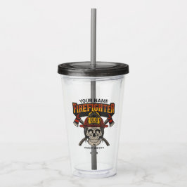 Personlig Fireman Skull Helmet Ax Firefighter Take Away Mugg