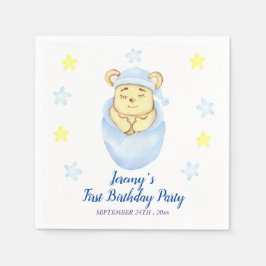 Personlig First Birthday Nalle Boy Pappersservett