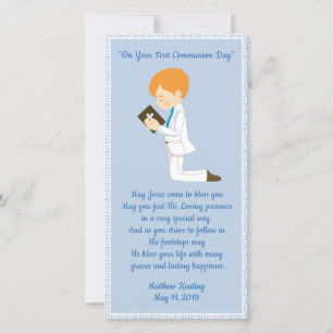 Personlig First Communion Bookmark Boy Tack Kort