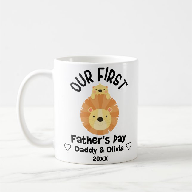 Personlig First Fars dag 2022, anpassade namn Kaffemugg (Vänster)