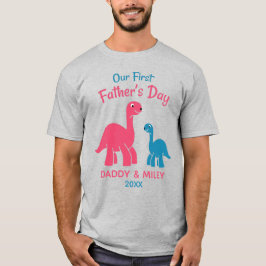 Personlig First Fars dag Cute Dinosaur  T Shirt