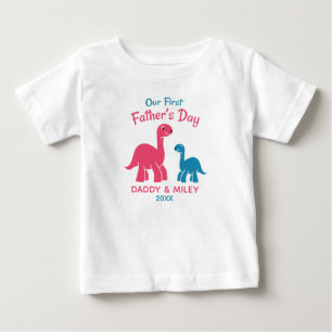 Personlig First Fars dag Cute Dinosaur  T Shirt