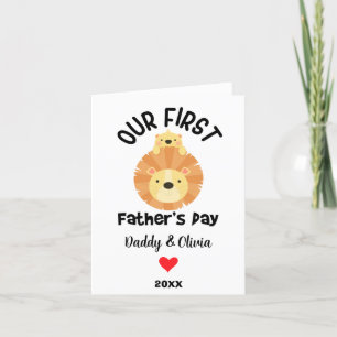 Personlig First Fars dag, pappa och lejona unge Helgkort