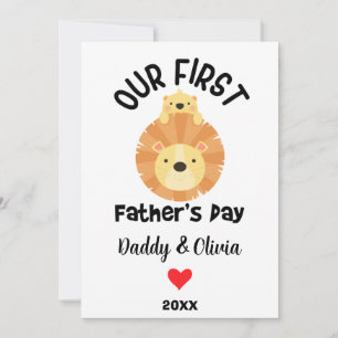 Personlig First Fars dag, pappa och lejona unge Julkort