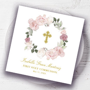 Personlig First Heliga Communion Cocktail Napkins Pappersservett
