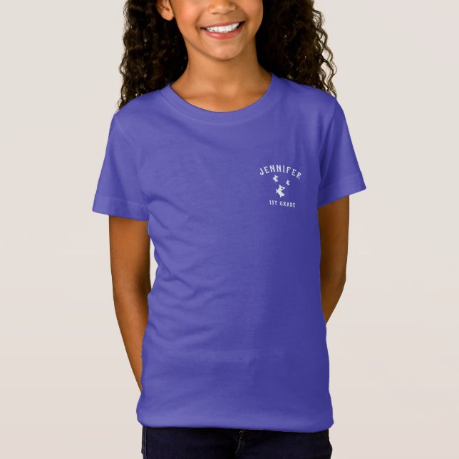 Personlig First Klass Fish Logotyp School T-Shirt (Framsida)