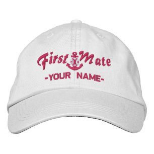 Personlig First Mate Lifesaver Anchor Fuchsia Broderad Keps
