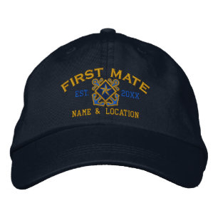 Personlig First Mate Nautical Star Embroidery Broderad Keps