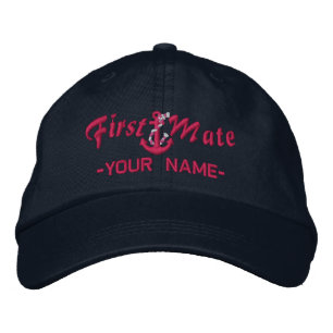 Personlig First Mate Rope Anchor Fuchsia Broderad Keps