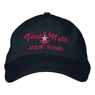 Personlig First Mate Star Anchor Fuchsia Broderad Keps
