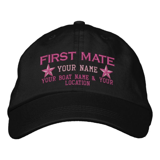 Personlig First Mate Stars Cap Embroidery Broderad Keps (Framsida)