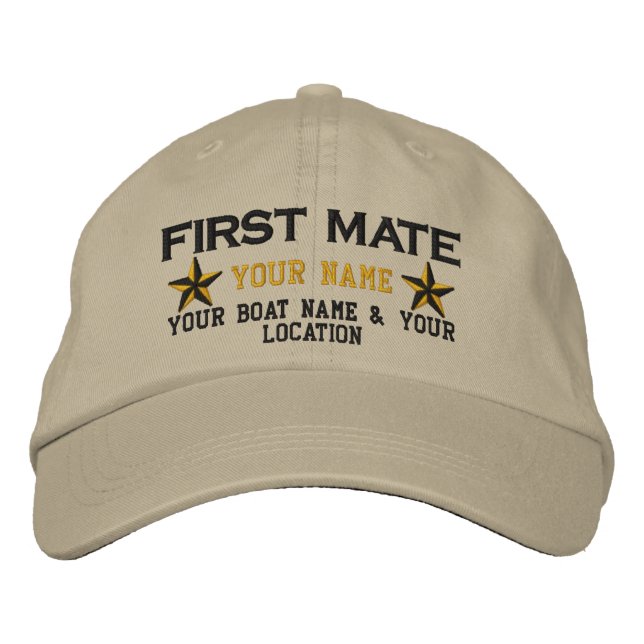 Personlig First Mate Stars Cap Embroidery Broderad Keps (Framsida)