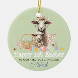 Personlig First Påsk keepsaki GRÖNT Lamb Julgransprydnad Keramik