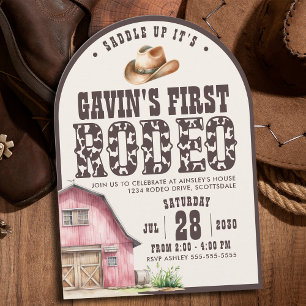 Personlig First Rodeo Arched 1st Birthday Party Inbjudningar