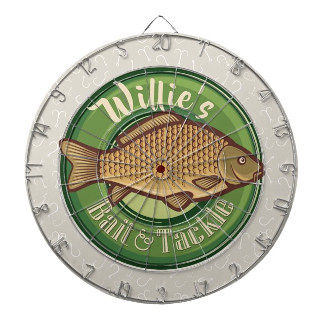 Personlig Fish and Tackle Shop Fishing Angler Darttavla (Framsidan)