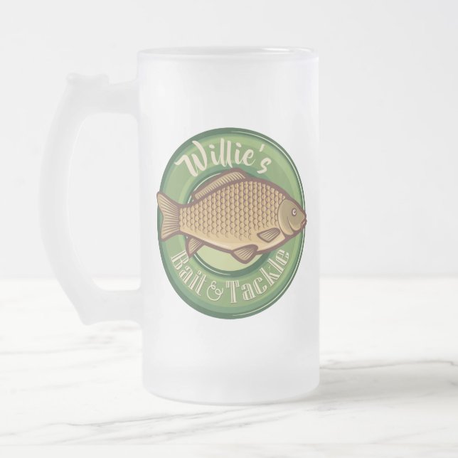 Personlig Fish and Tackle Shop Fishing Angler Frostat Ölglas (Vänster)