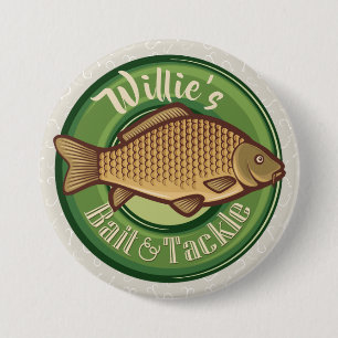 Personlig Fish and Tackle Shop Fishing Angler Knapp
