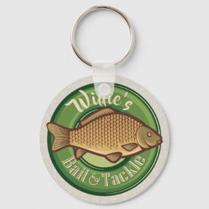 Personlig Fish and Tackle Shop Fishing Angler Nyckelring