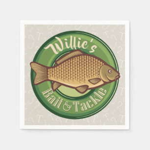 Personlig Fish and Tackle Shop Fishing Angler Pappersservett