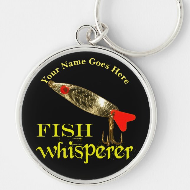 Personlig Fish Whisperer Rund Silverfärgad Nyckelring (Framsidan)