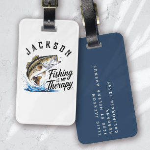 Personlig Fishing är min terapi Bagagebricka