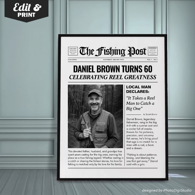 Personlig Fishing Gifts, Fishing Newspaper Poster (Personalized Fishing Gifts, Fishing Newspaper Poster)