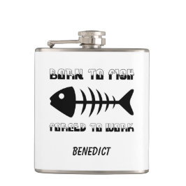 Personlig Fiskare Pappa, gåva, född att fiska Fickplunta