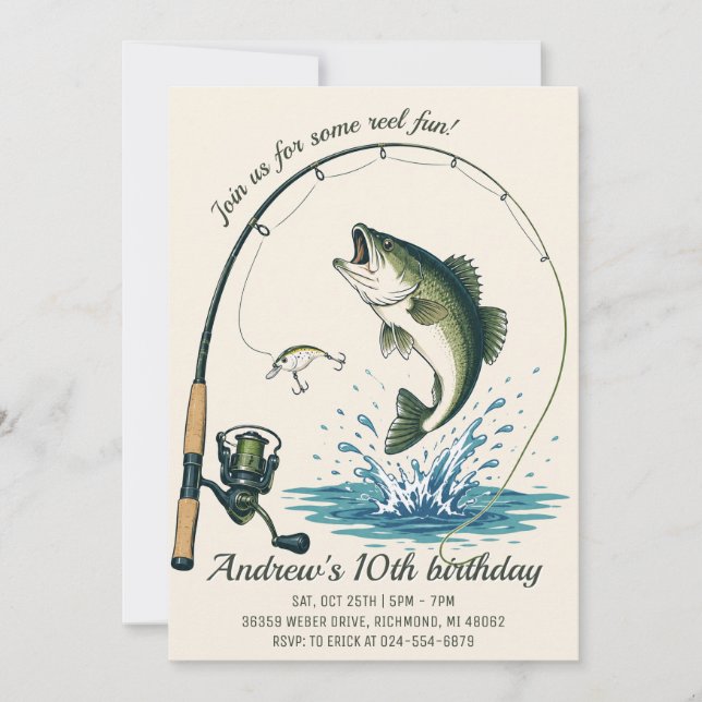 Personlig Fiskebirthday Inbjudningar (Framsida)