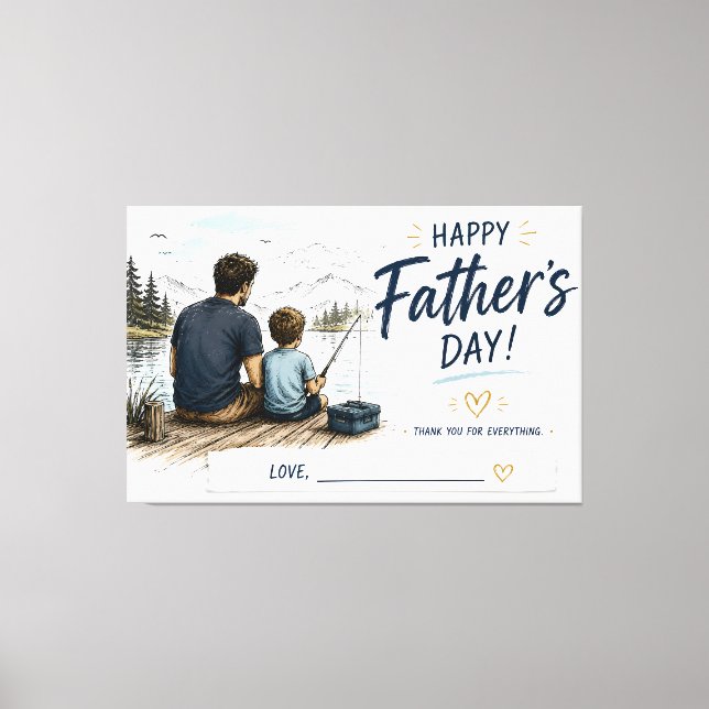 Personlig fiskepresent till pappa på fars dag canvastryck (Framsida)
