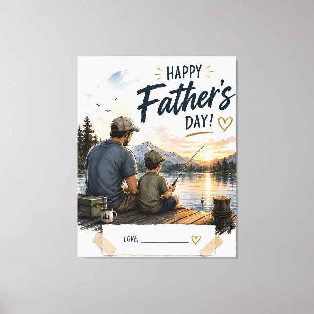 Personlig fiskepresent till pappa på födelsedagen  canvastryck (Framsida)