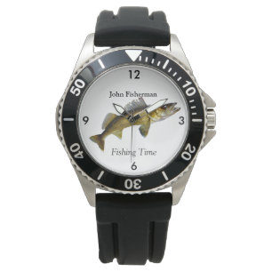 Personlig "Fisketid" med Walleye Pike Watc Armbandsur