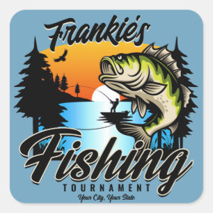 Personlig Fisketurament Fiske Angler Trout Fyrkantigt Klistermärke