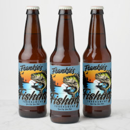 Personlig fisktävling Fisk Angler Forell Ölflaska Etikett