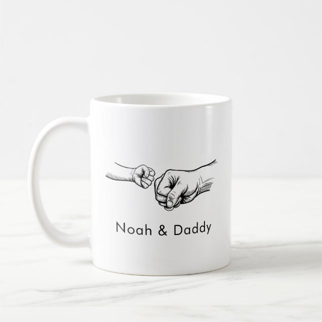 Personlig Fist Bump Pappa Mugg | Fars Dag-present (Vänster)