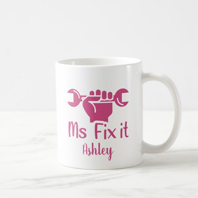 Personlig Fix it Wrench Hand Coffee Mugg (Höger)