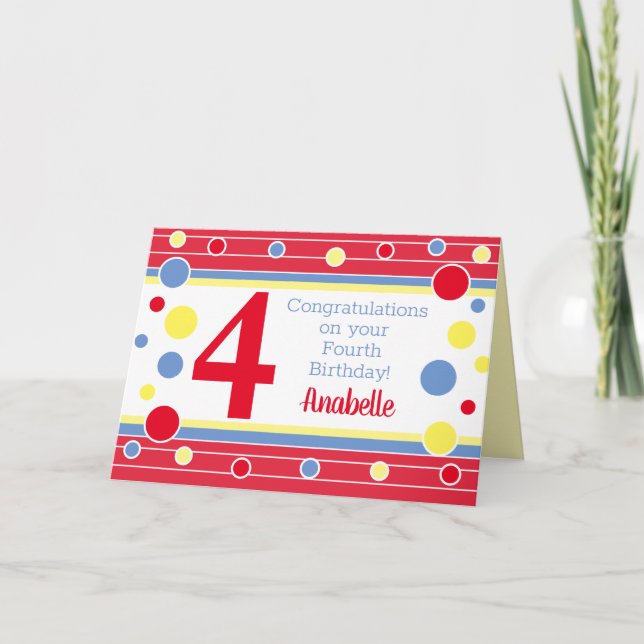 Personlig Fjärde födelsedagskortet! Kort (Framsida)