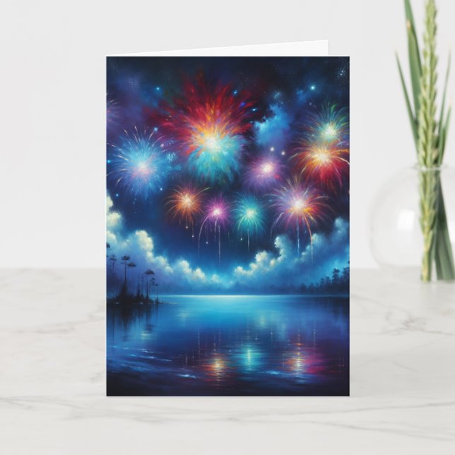 Personlig Fjärde juli Fireworks-reflektion Kort (Framsida)