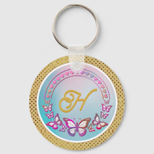 Personlig fjärilsmonogram nyckelring