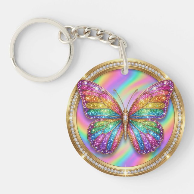 Personlig Fjärilsnamn med regnbågsglitter (Framsidan)