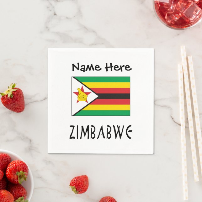 Personlig flagga från Zimbabwe Pappersservett (Insitu)