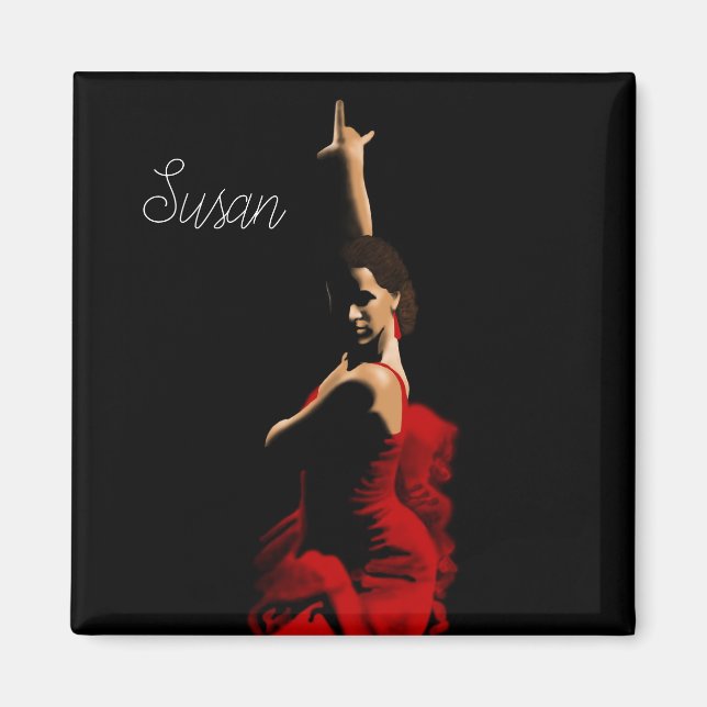 Personlig Flamenco Dancer Red Dress Magnet (Framsidan)