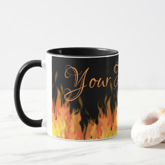 Personlig Flames Black & Orange Mugg