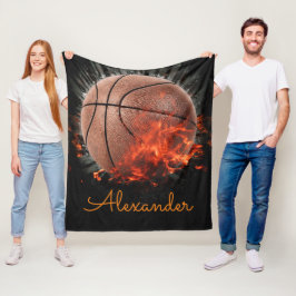 Personlig Flaming Basketball Fleecefilt
