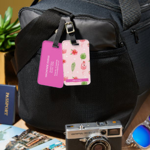 Personlig Flamingo Flair & Monstera Bagagebricka