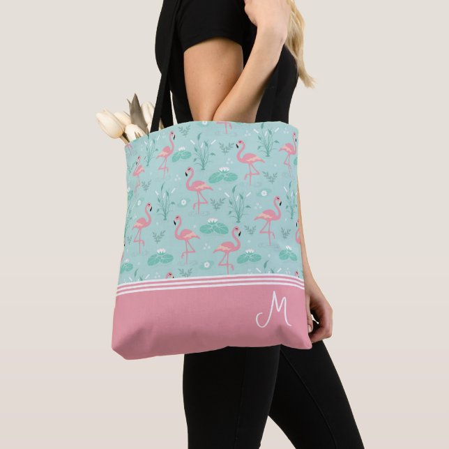 Personlig Flamingo Gift Monogram Tygkasse (Närbild)