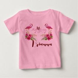 Personlig Flamingo Hibiskus Rosa Flickig Födelseda T Shirt