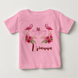 Personlig Flamingo Hibiskus Rosa Tjej Födelsedag T Shirt