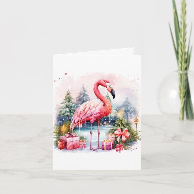 Personlig Flamingo julhälsningskort Helgkort (Framsida)