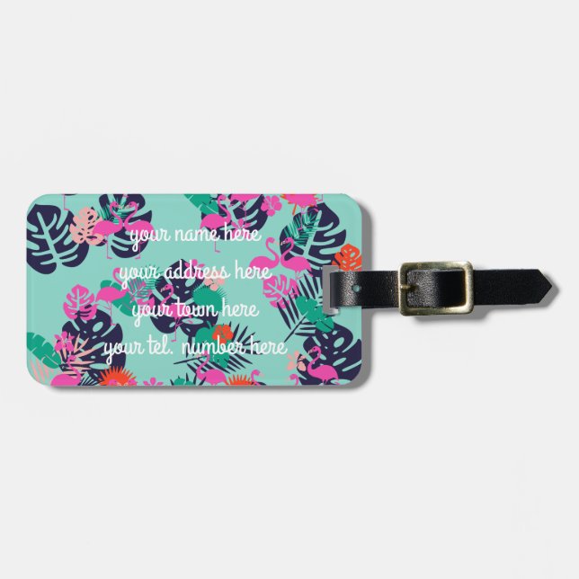Personlig Flamingo Luggage Tag Bagagebricka (Horisontell Framsida)