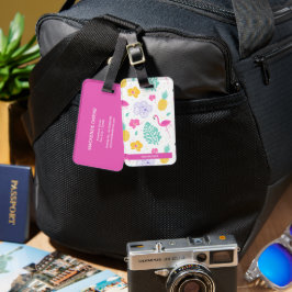 Personlig Flamingo och ananas, sommar Bagagebricka